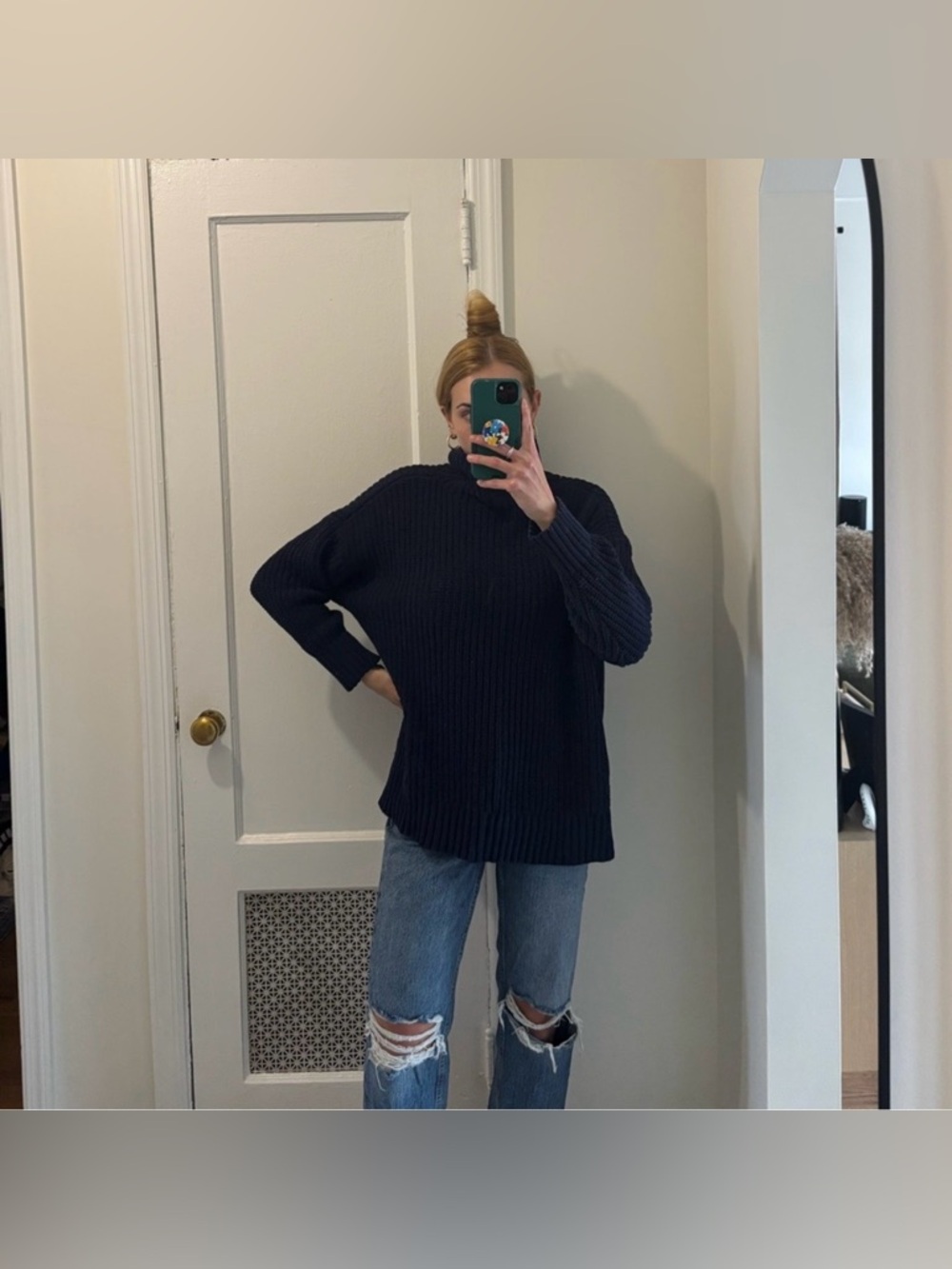 Aerie navy blue mock neck sweater